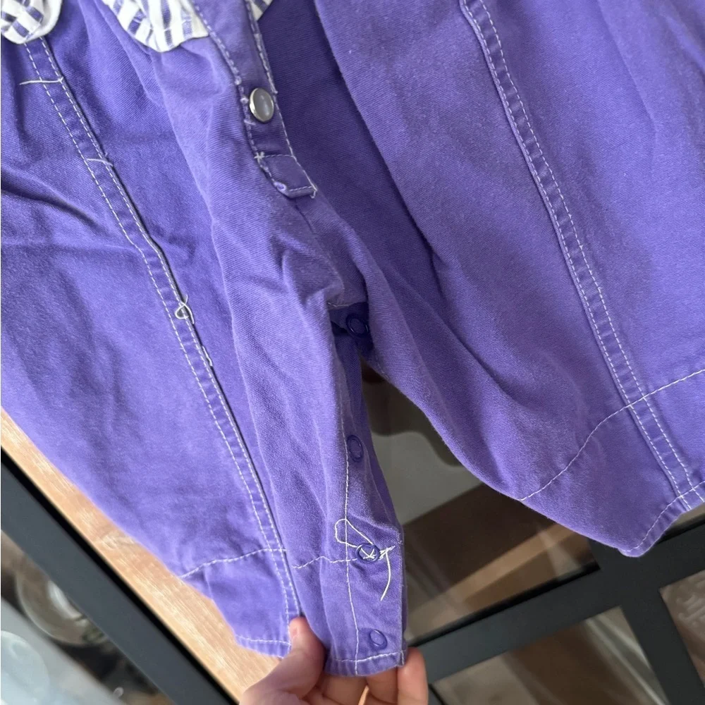 Vintage 90s striped coverall pearl ruffle baby girl playsuit western denim